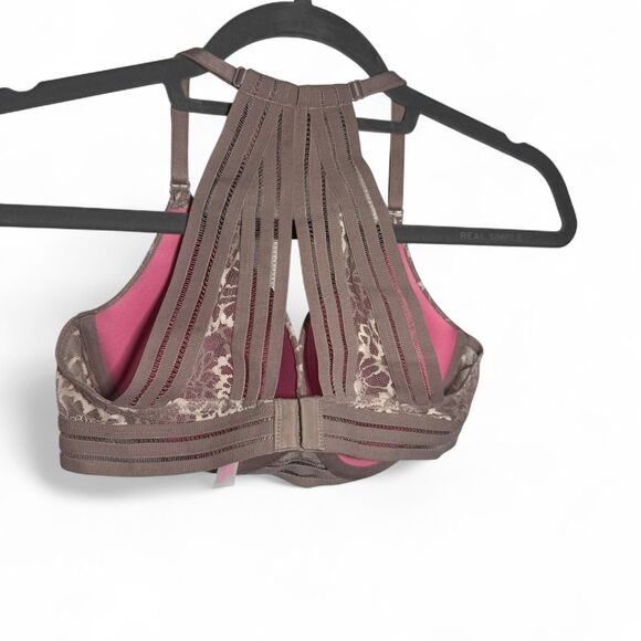 VS Pink Mauve Floral Lace Lightly Lined Racerback Bra 34C - Picture 3 of 5